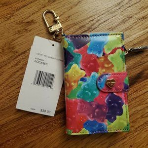 NWT Betsey Johnson RAINBOW GUMMY BEAR PRINT XO CASEY Keychain Card Wallet